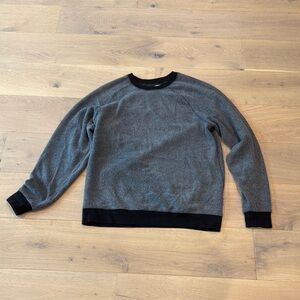Gray and Black Crew Neck Sweatshirt with Ribbed Trim
